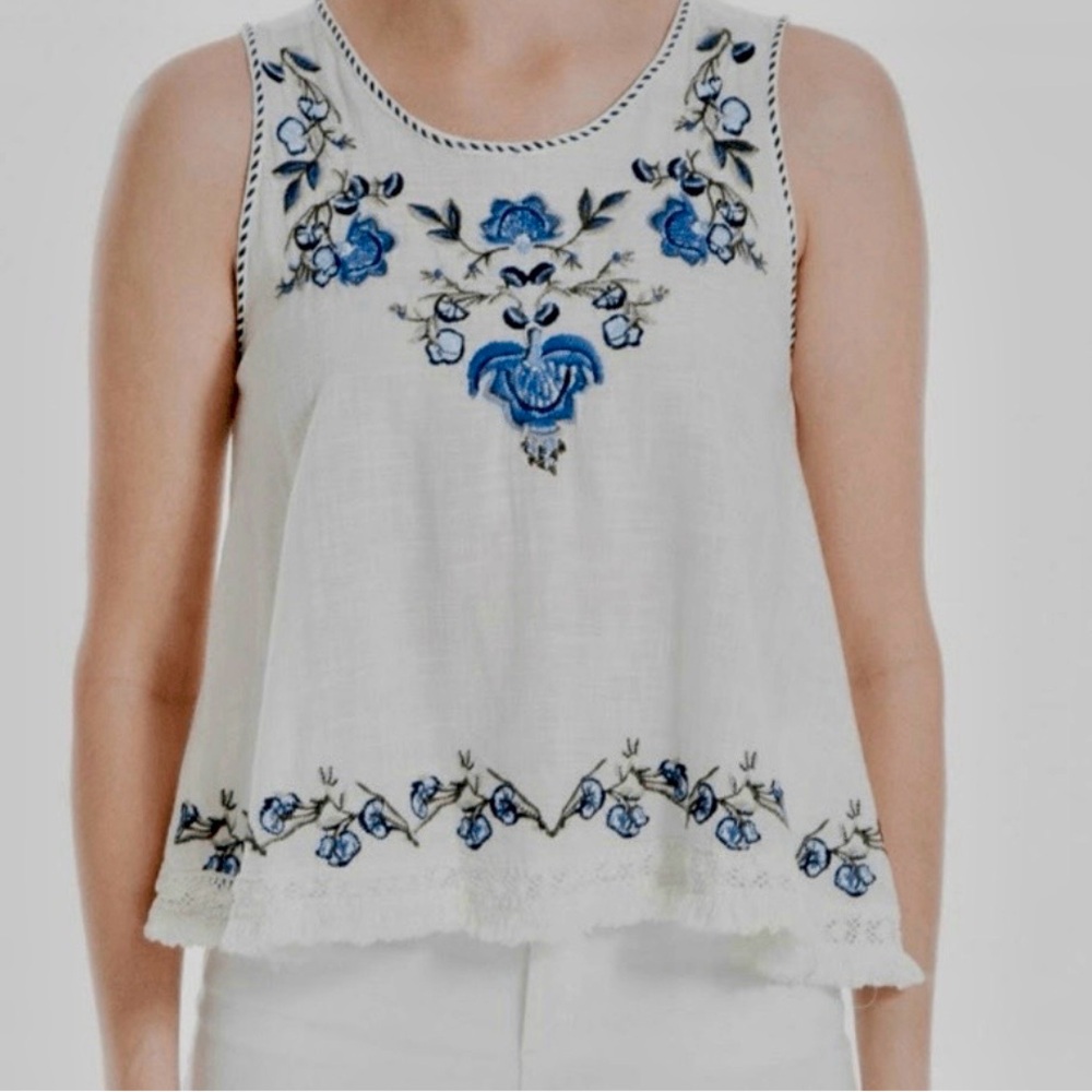 Max Studio Embroidered Floral Top